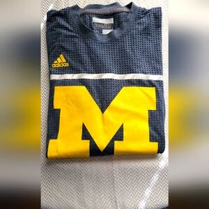 Adidas U of M Michigan Wolverines Sz S Grey Aeroknit Climacool Long Sleeve Shirt